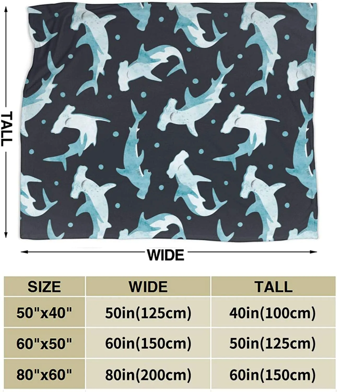 Comfy Sofa Blanket : Hammerhead Shark Print