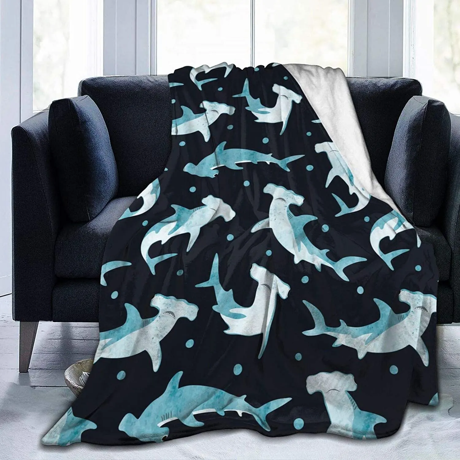 Comfy Sofa Blanket : Hammerhead Shark Print