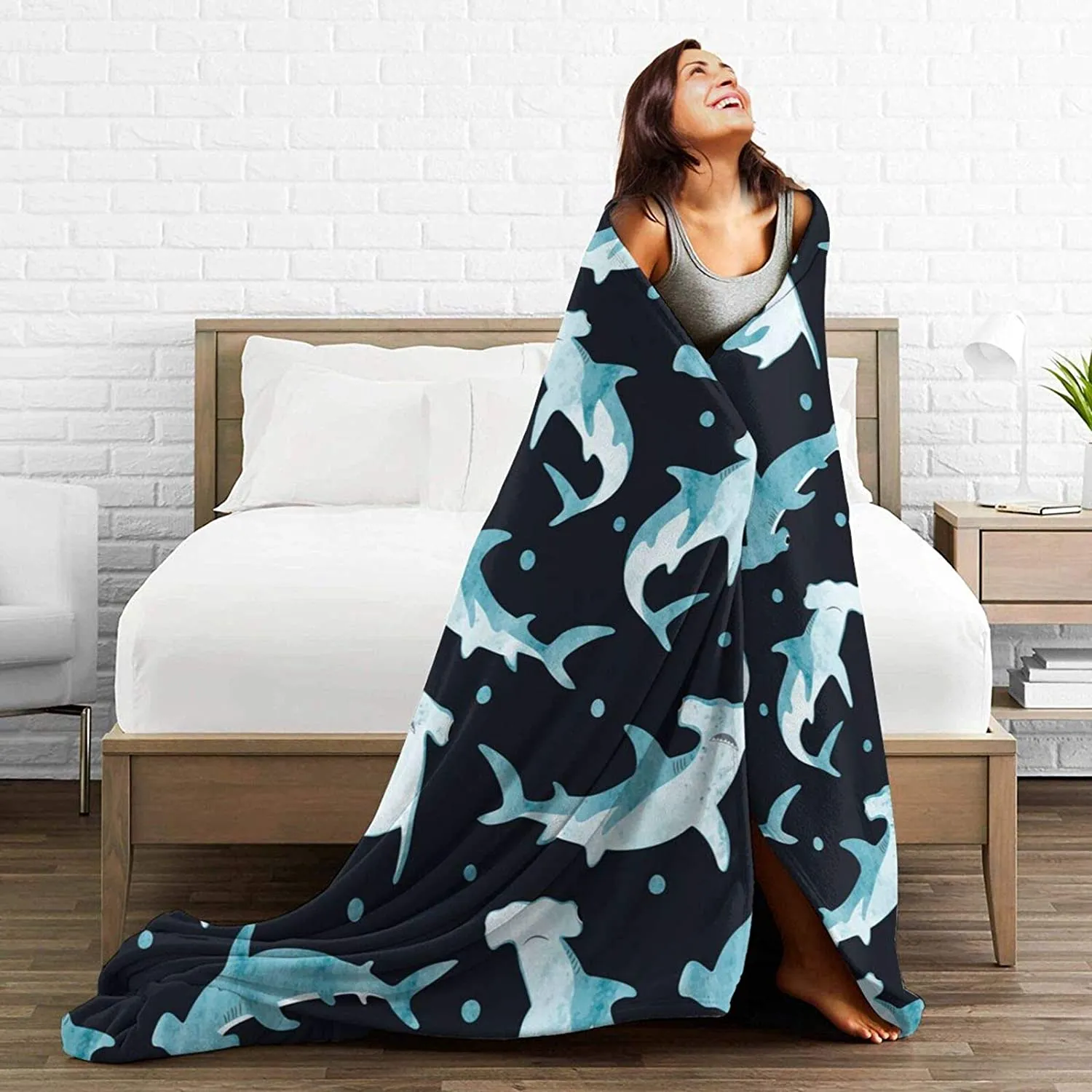 Comfy Sofa Blanket : Hammerhead Shark Print