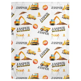 Construction Print Personalized Minky Blanket (Plush Minky)