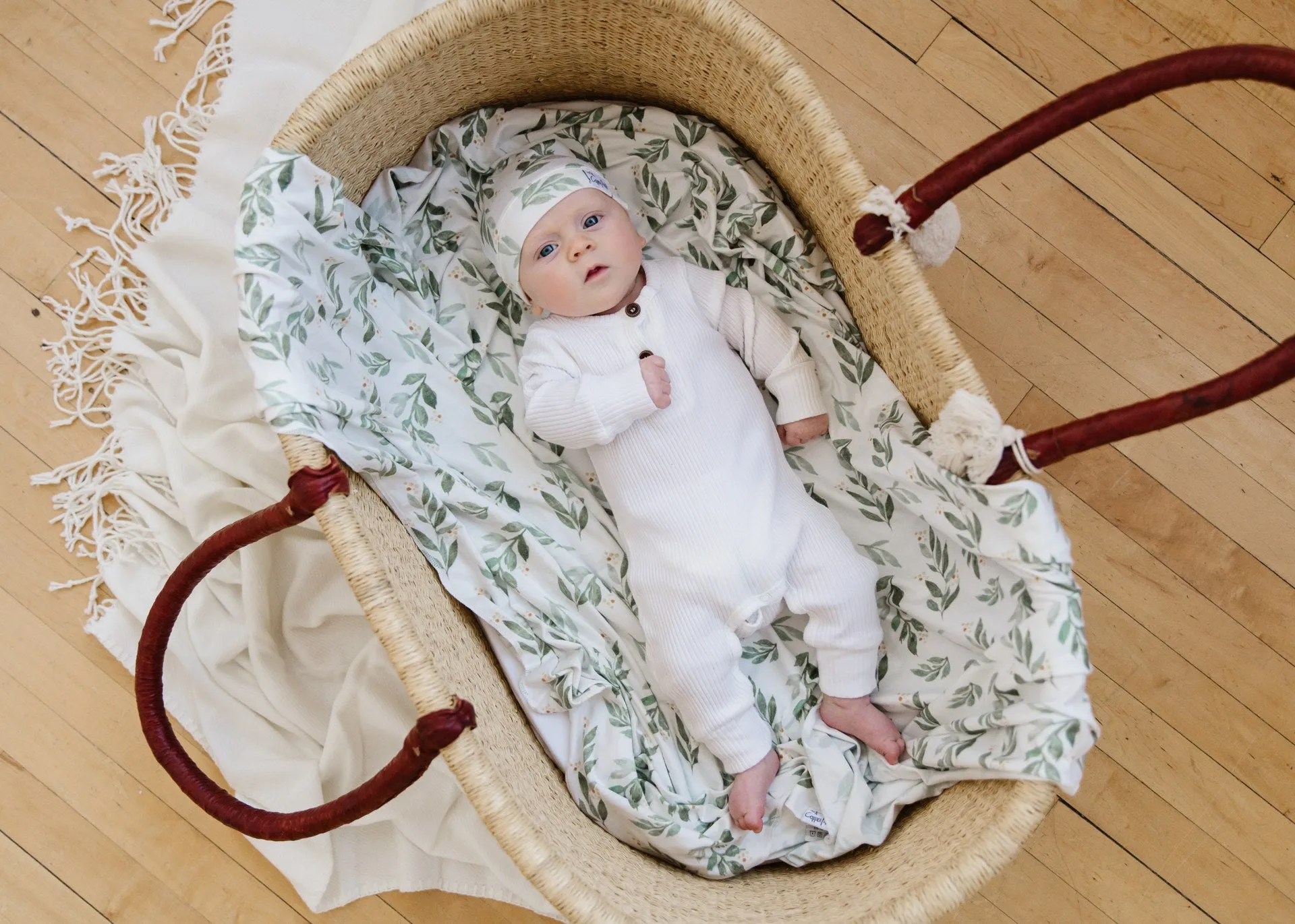 Copper Pearl Fern Knit Swaddle Blanket