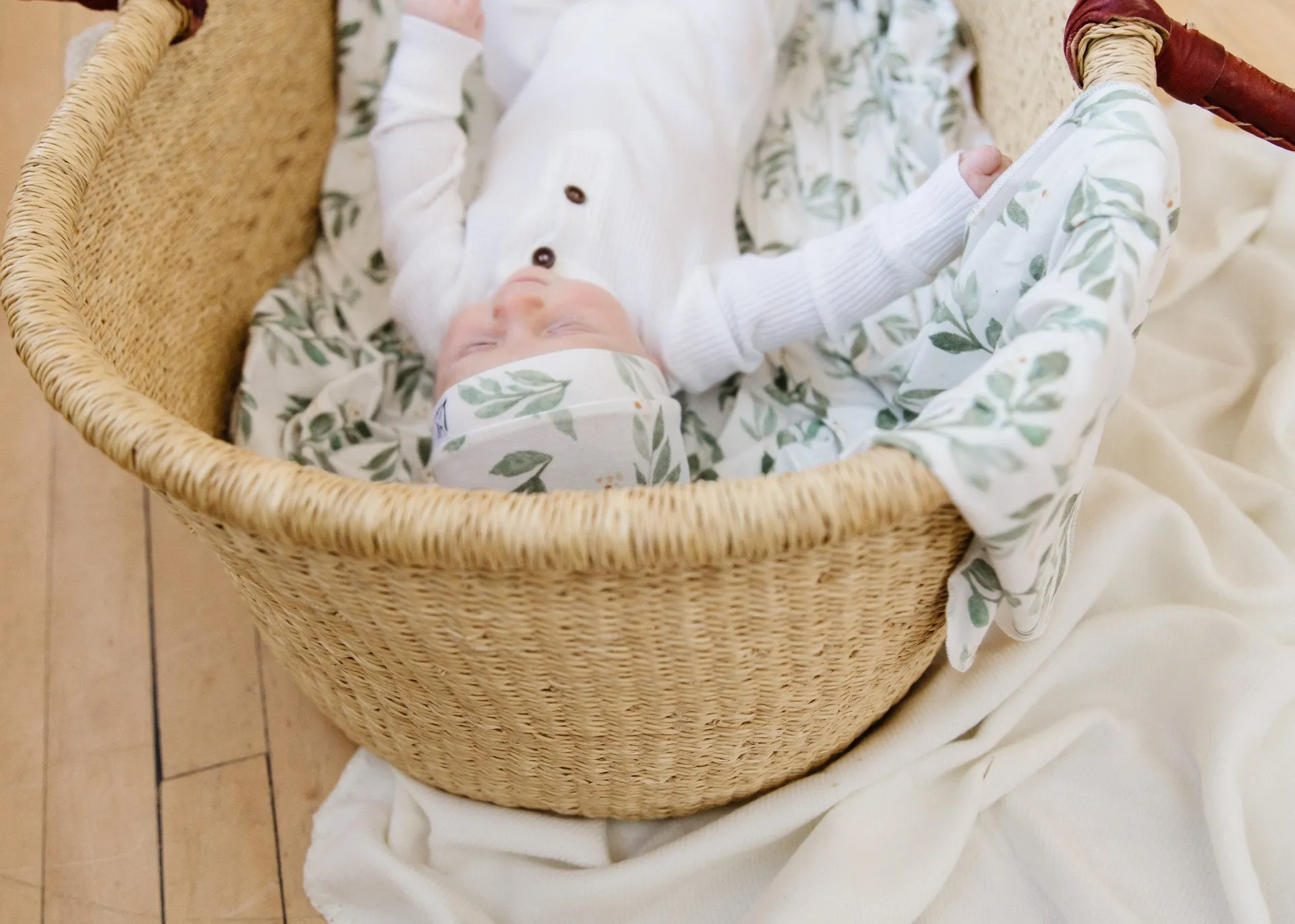 Copper Pearl Fern Knit Swaddle Blanket