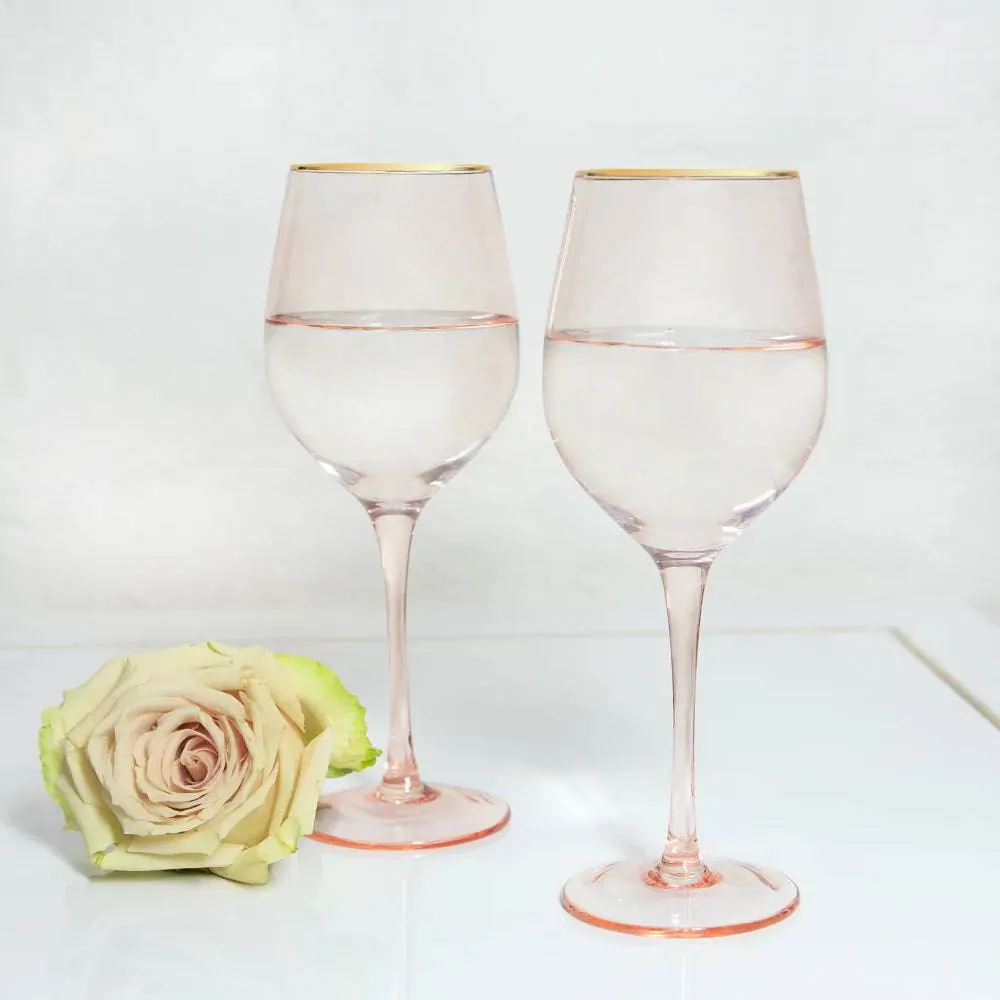 Cristina Re | Wine Glass - Set of 2-  Rose Crystal