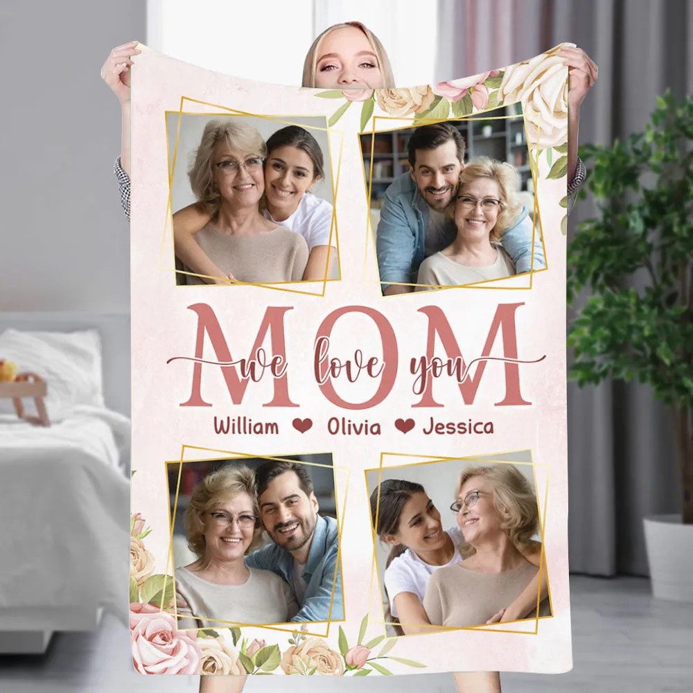 Custom 4 Photos/Names Blanket Personalized Mother's Day Gifts