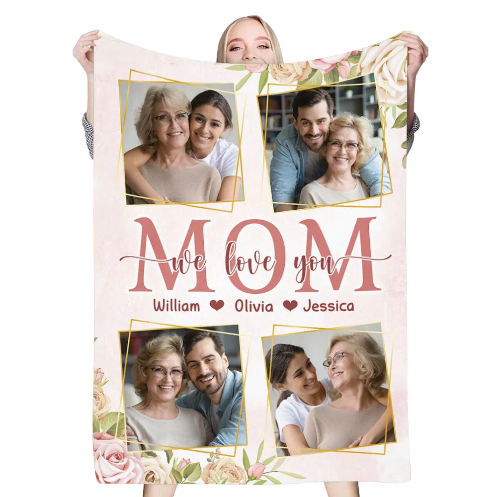 Custom 4 Photos/Names Blanket Personalized Mother's Day Gifts