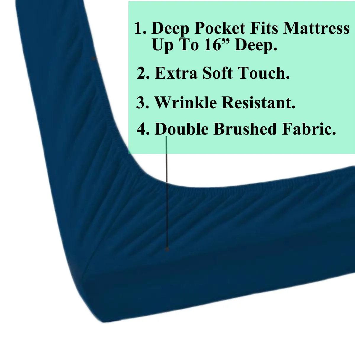 Deluxe Hotel Quality Double Brushed Microfiber 4 Piece Deep Pocket Bed Sheet Sheets Sets Bedding - Wrinkle Resistant Silky Soft Touch