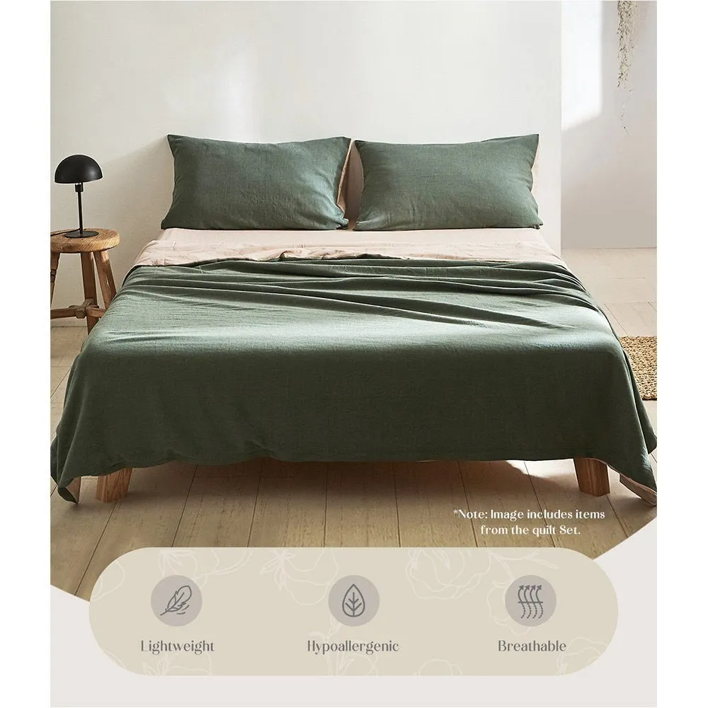 Deluxe Sheet Set Cotton Sheets Single Green Beige