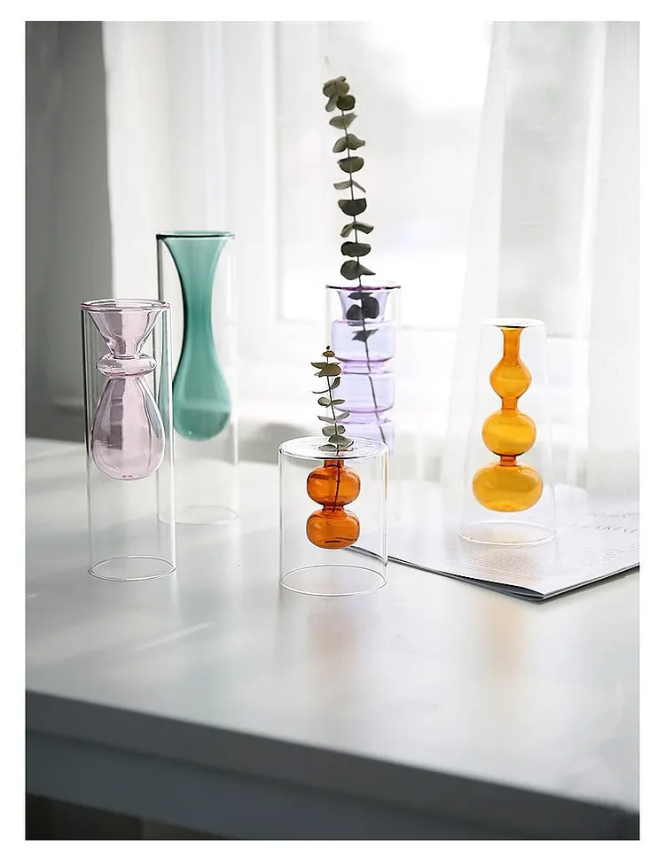 Double Glass Flower and Plant Vase