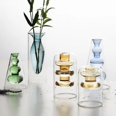 Double Glass Flower and Plant Vase