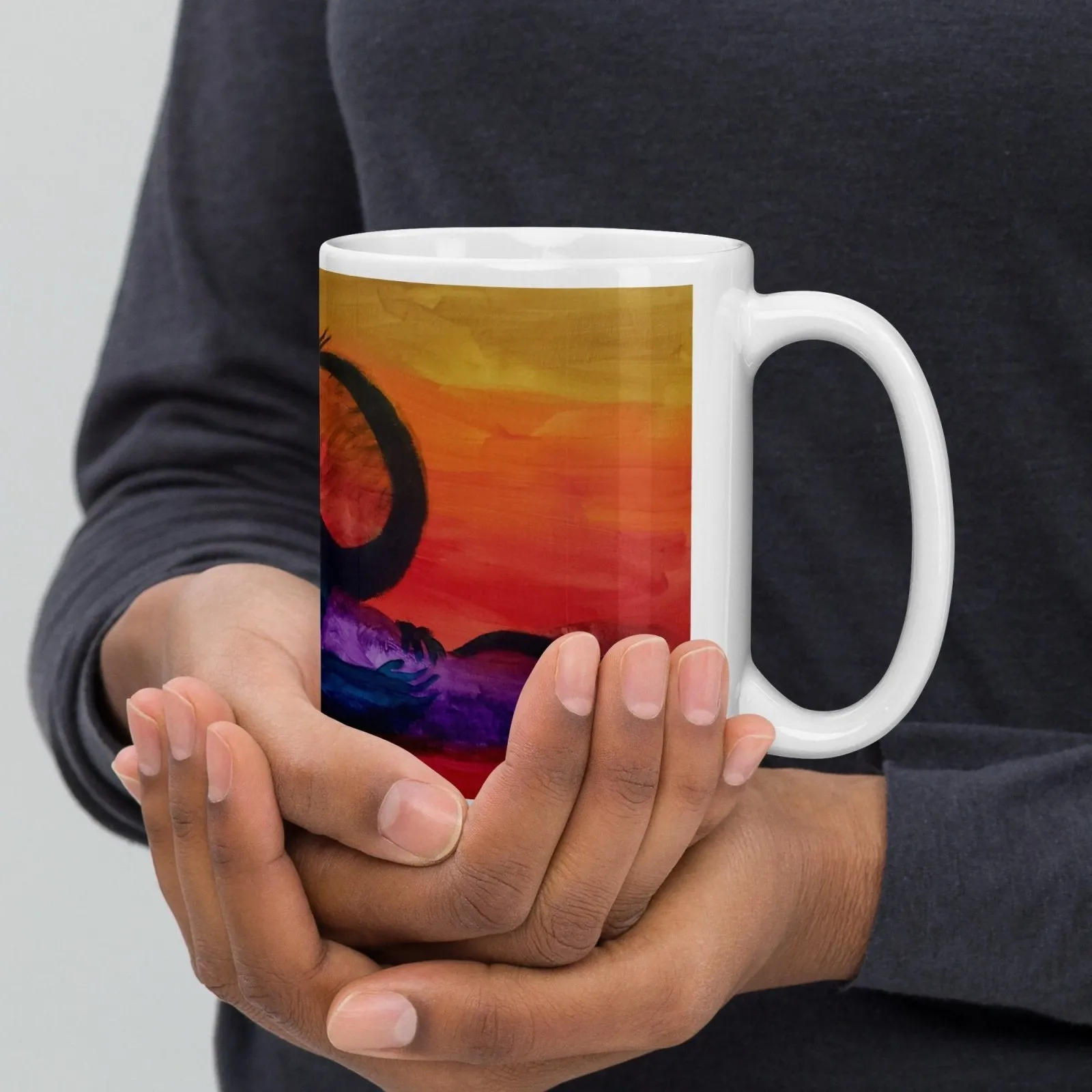 Dragon By The Lake Glossy Mug