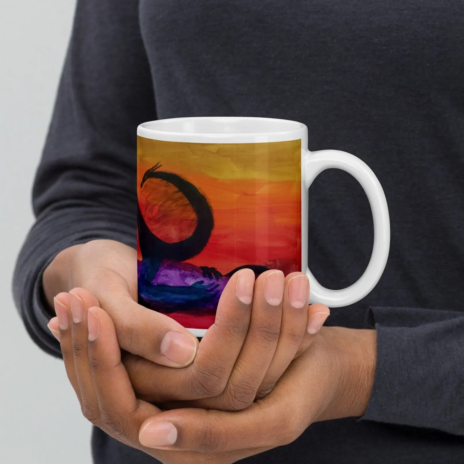 Dragon By The Lake Glossy Mug