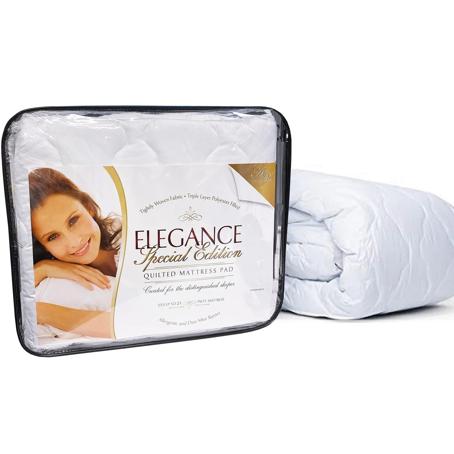 Elegance Triple Layer Quilted Mattress Pad, Fits 21 Inches