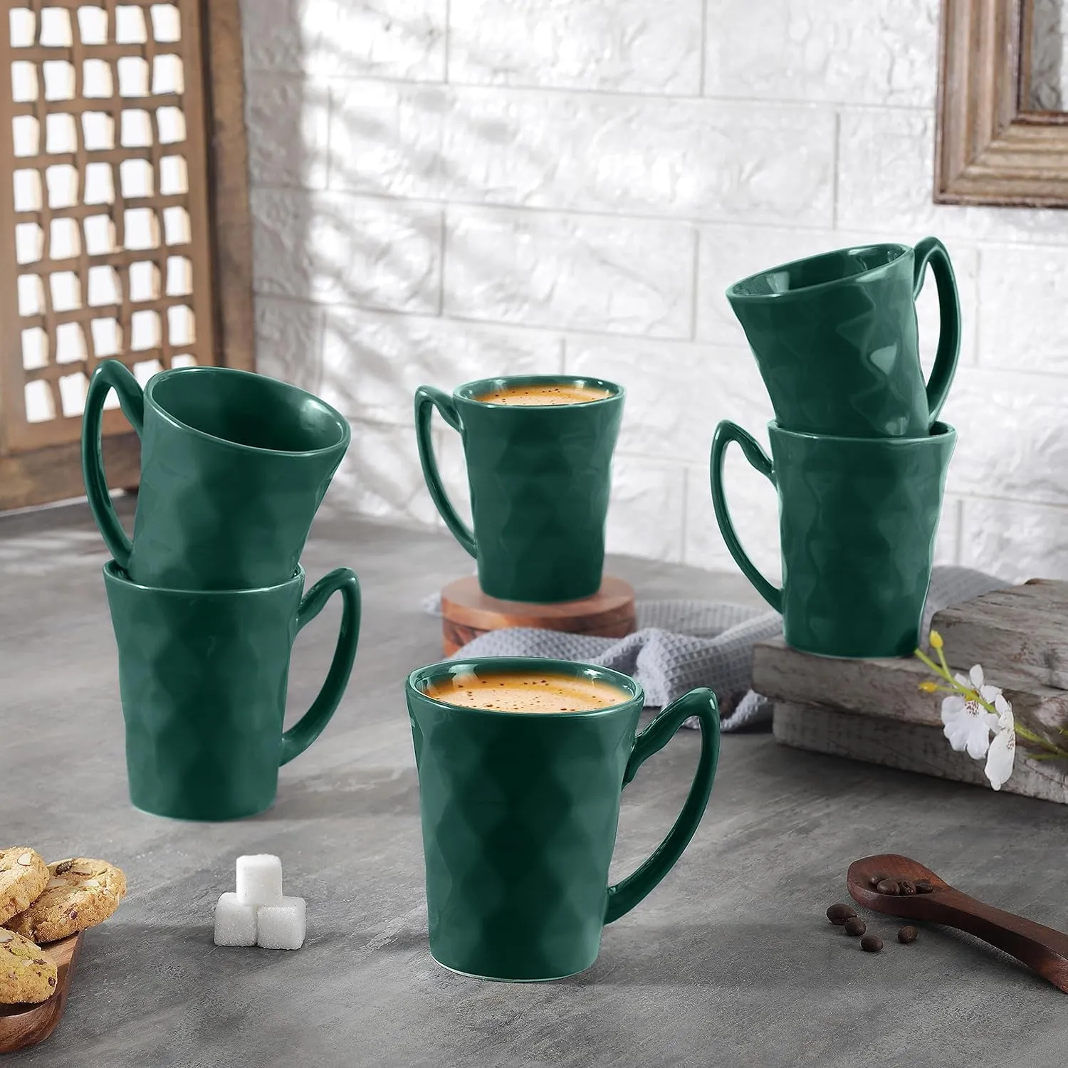 ELEGANT CERAMIC COFFEE MUG  - SET OF 6