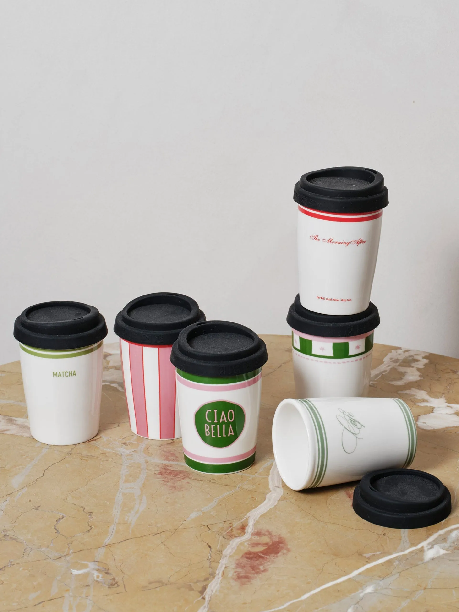 French café travel coffee cup