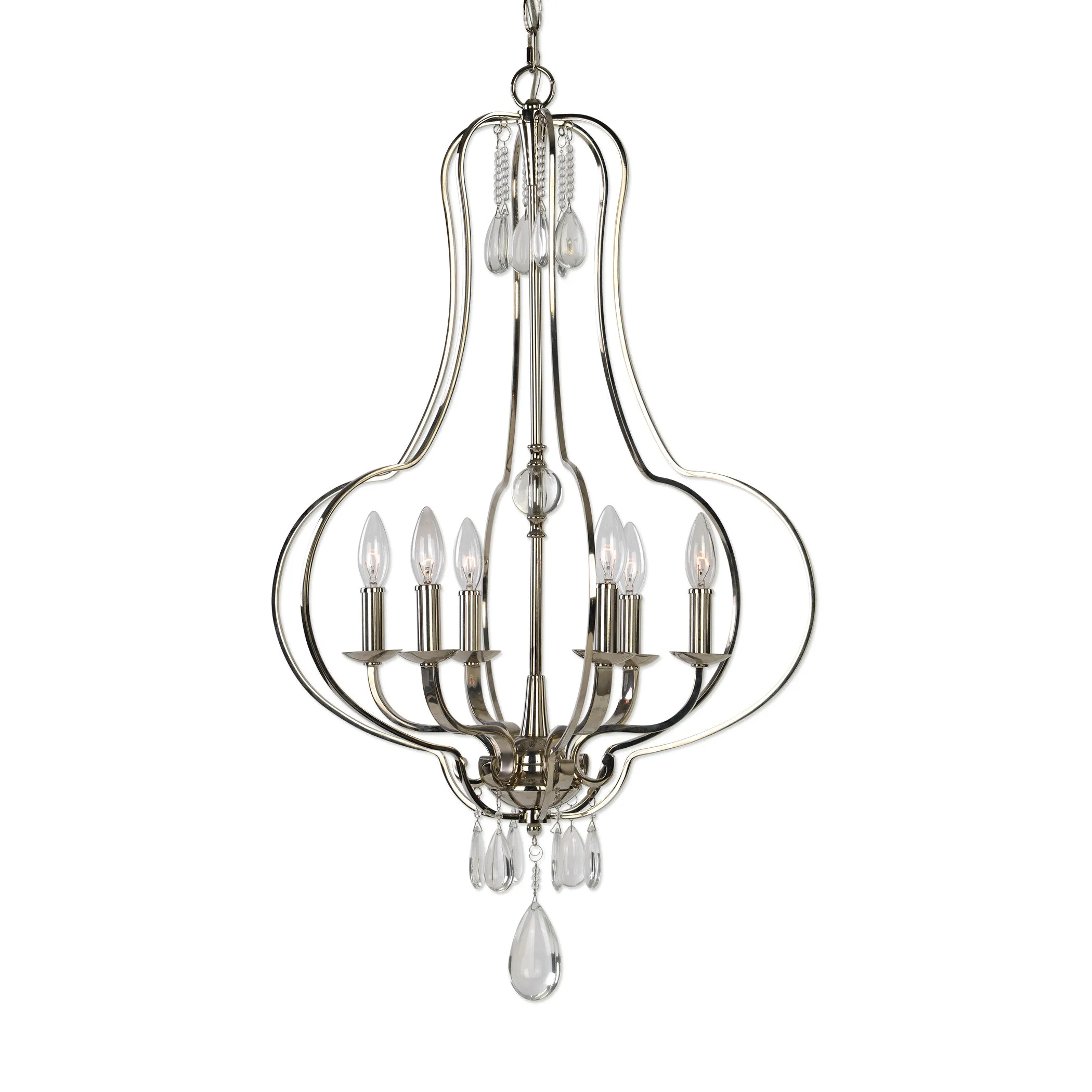 Genie 6 Light Polished Nickel Chandelier