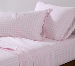 Gingham Pink Bed Sheet Sets King