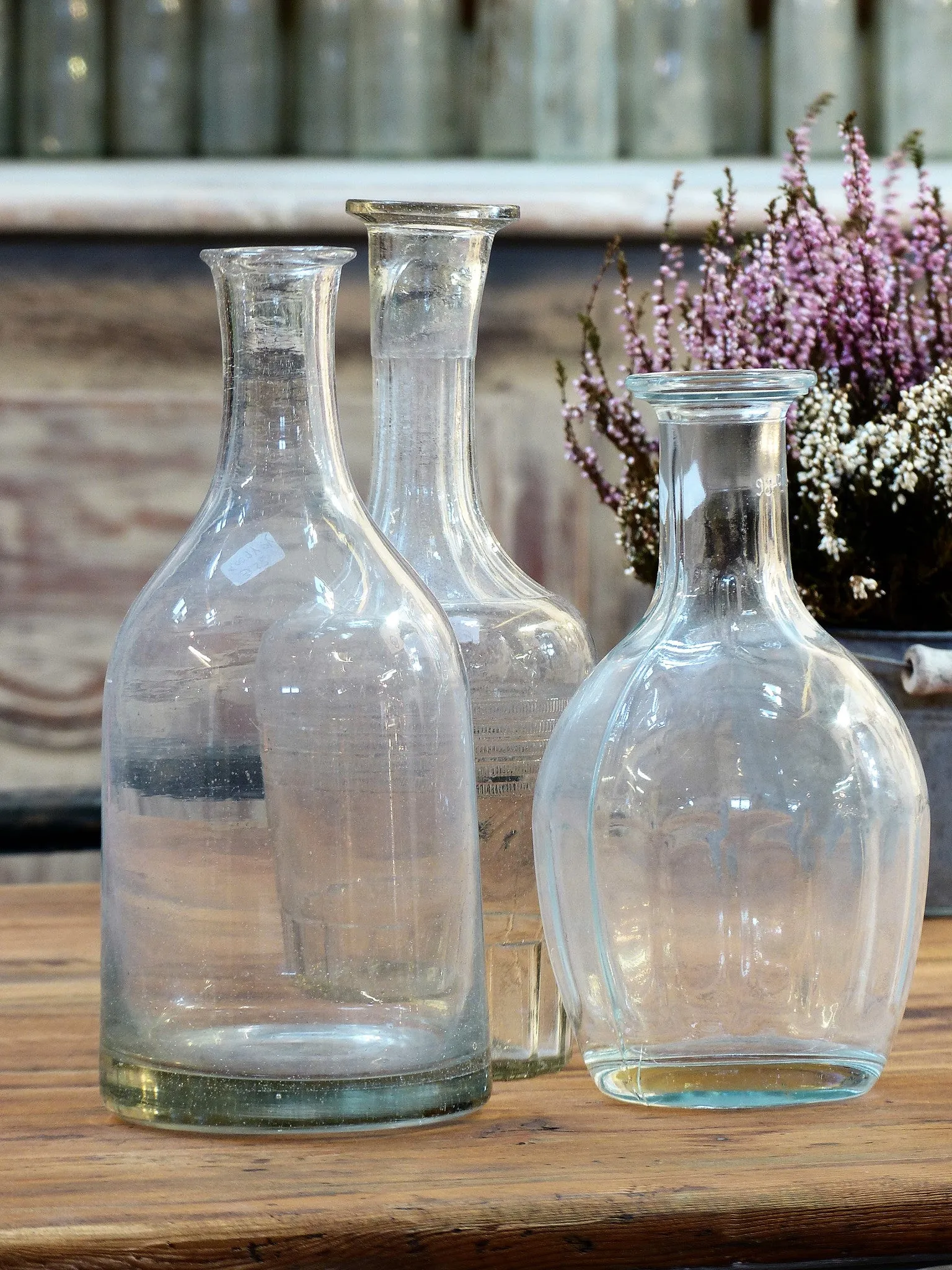 Glass Bottles, 19th- & 20th-century, set of 3