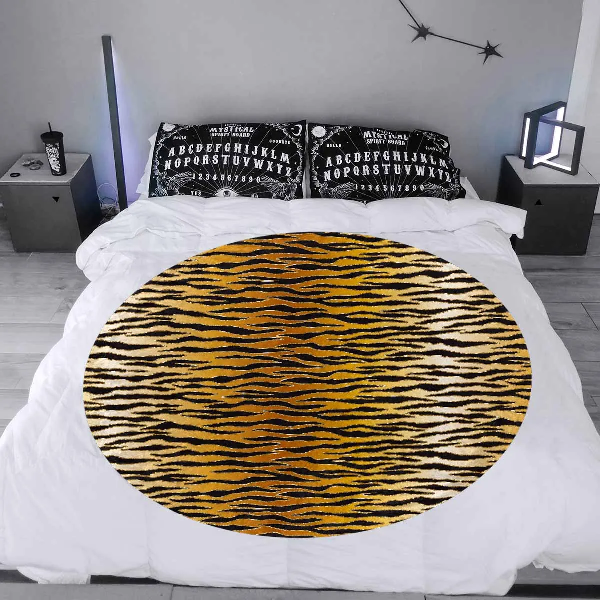 Glitter Gold Animal Print  Circular Micro Fleece Blanket 60"