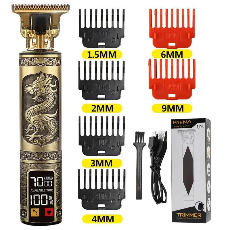 Gold LCD Electric Hair Clipper Trimmer: Precision Grooming Tool for Effortless Style