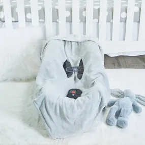 Gray Plush Hooded Car Seat Blanket