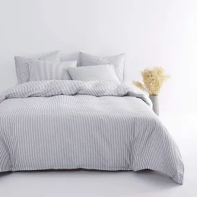 Gray White Striped Comforter Set, 4 Pillow Cases, Grey White