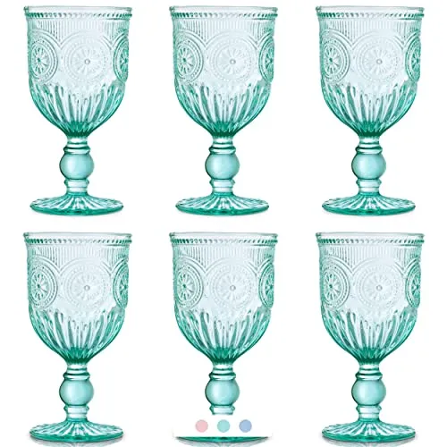 Green Glassware set of 6 green wine glasses