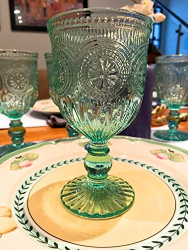 Green Glassware set of 6 green wine glasses