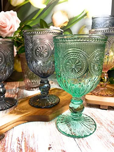 Green Glassware set of 6 green wine glasses