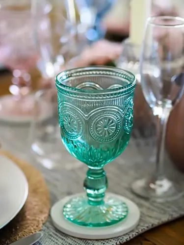 Green Glassware set of 6 green wine glasses