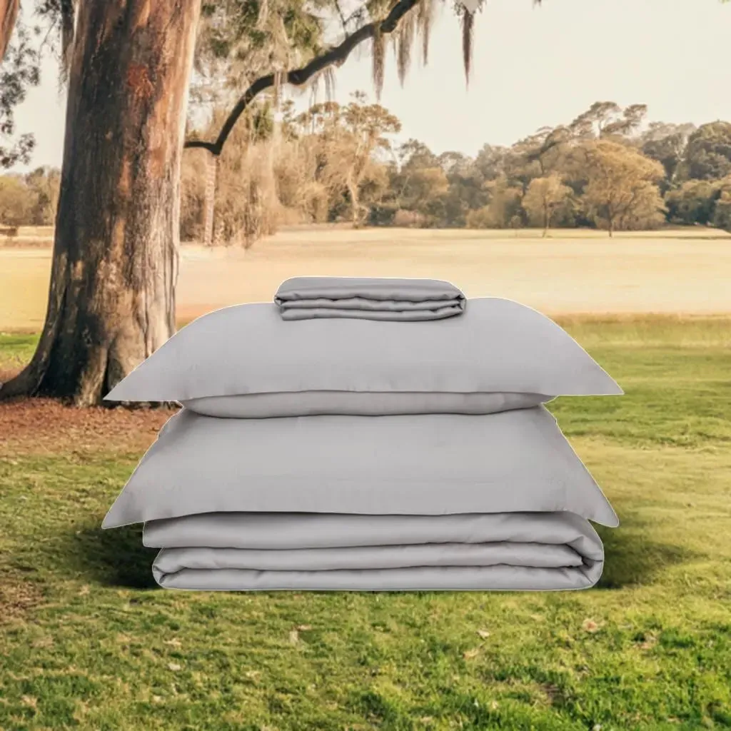 Grey Eucalyptus Silk Bed Sheet Set