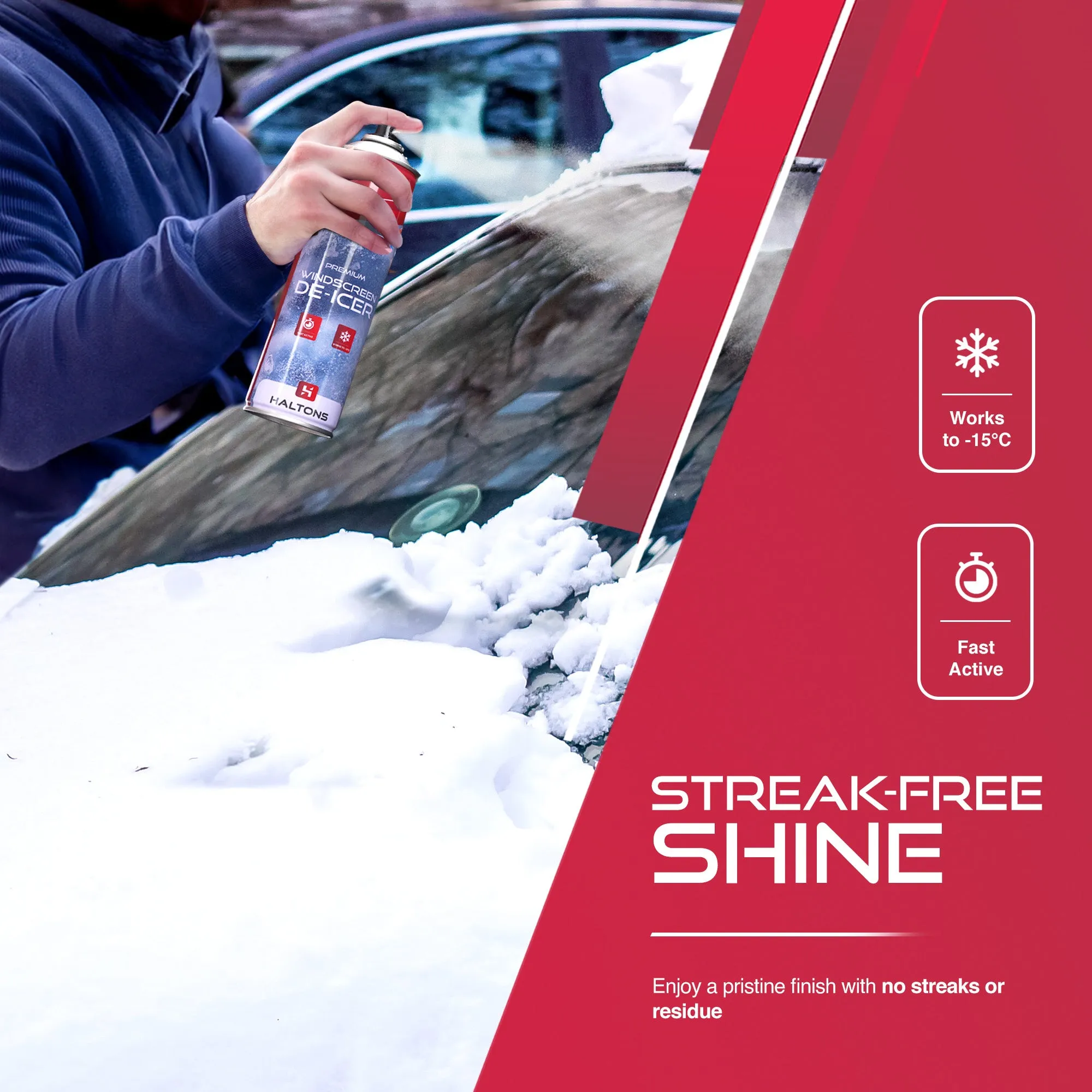 Haltons 3 Pack of De-icer Spray 450ml For Vehicle Windscreens - Quick & Fast Acting Ice & Frost Melting For Windows or Mirrors - Operates at -15°c, Prevents Re-Freezing & Leaves No Damage or Marks