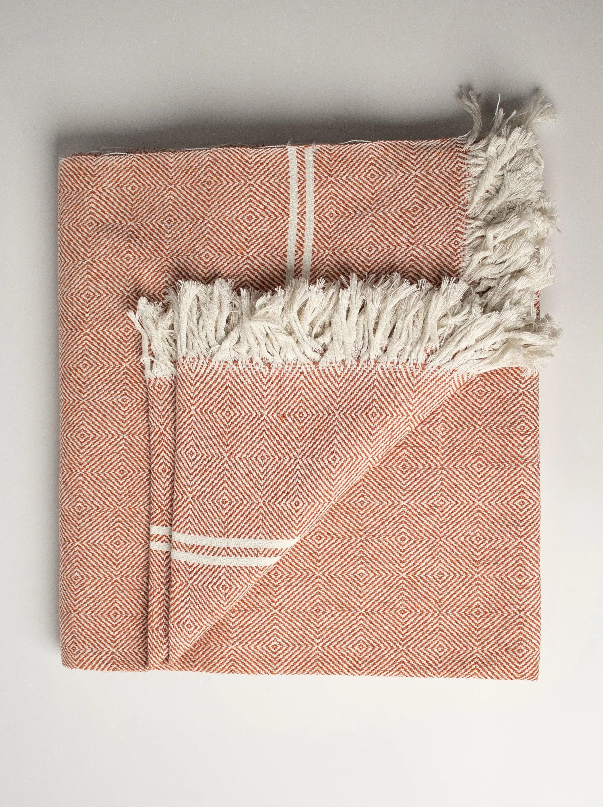 HAND WOVEN KHADI KHES, BLANKETS, THROW IN LIGHT ORANGE COLOR- ALL WEATHER