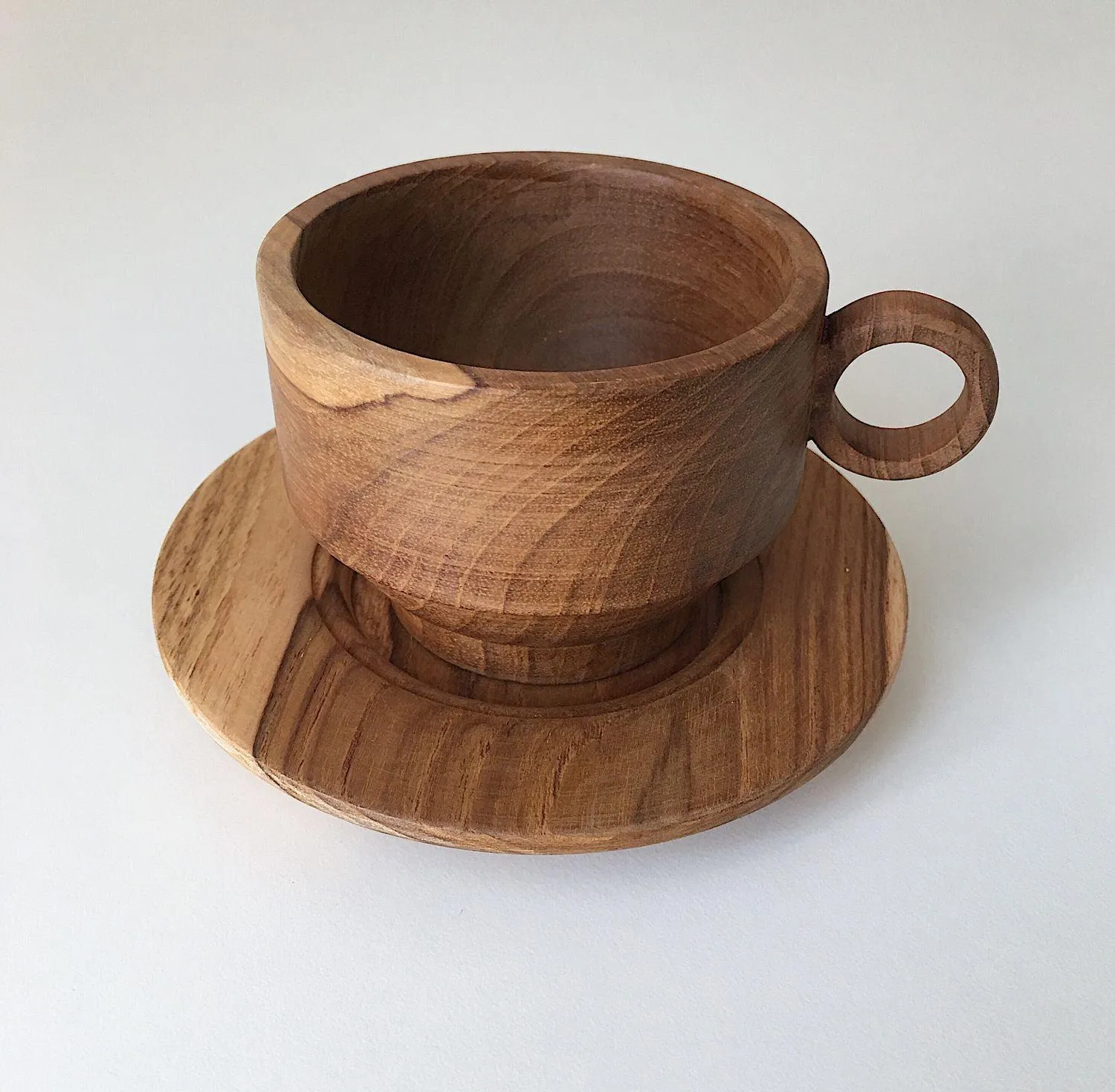 Handmade Teak Flat White Cup