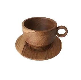 Handmade Teak Flat White Cup