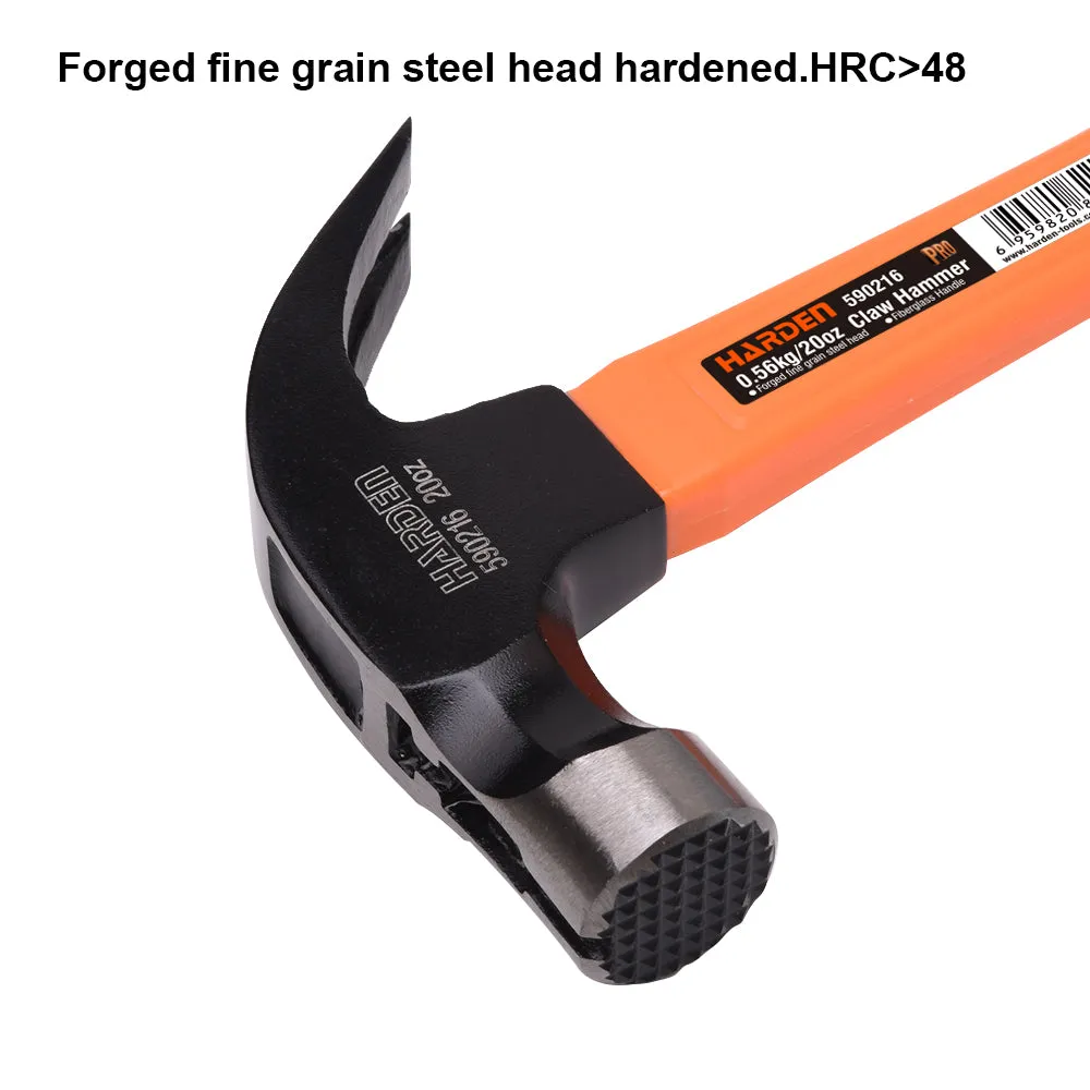 Harden Claw Hammer with Fiberglass Handle 0.70kg/24oz