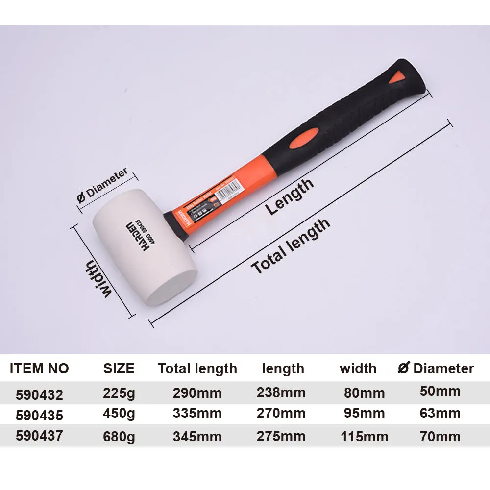 Harden White Rubber Mallet with  Firbregalss Handle 225g 590432