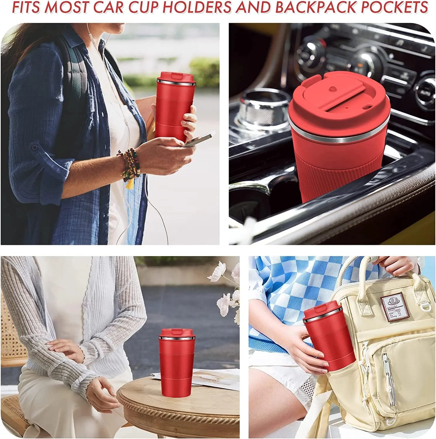 Heart Home Stainless Steel Insulated Coffee Mug With Sleeve|Travel Coffee Mug "380 ML"|Red|