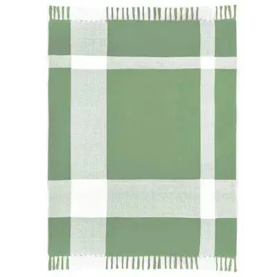 Highland 80285PGW Pastel Green/White Throw Blanket