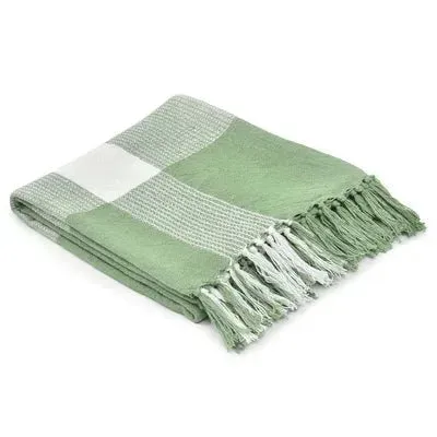 Highland 80285PGW Pastel Green/White Throw Blanket