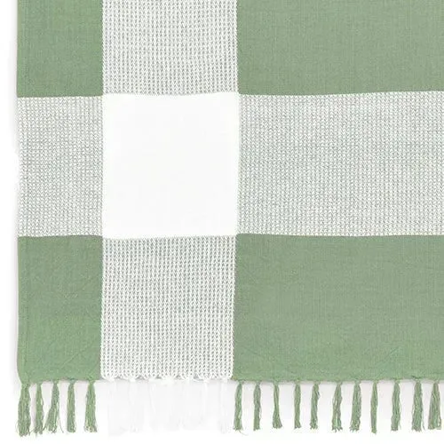 Highland 80285PGW Pastel Green/White Throw Blanket