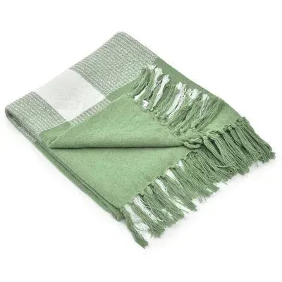 Highland 80285PGW Pastel Green/White Throw Blanket