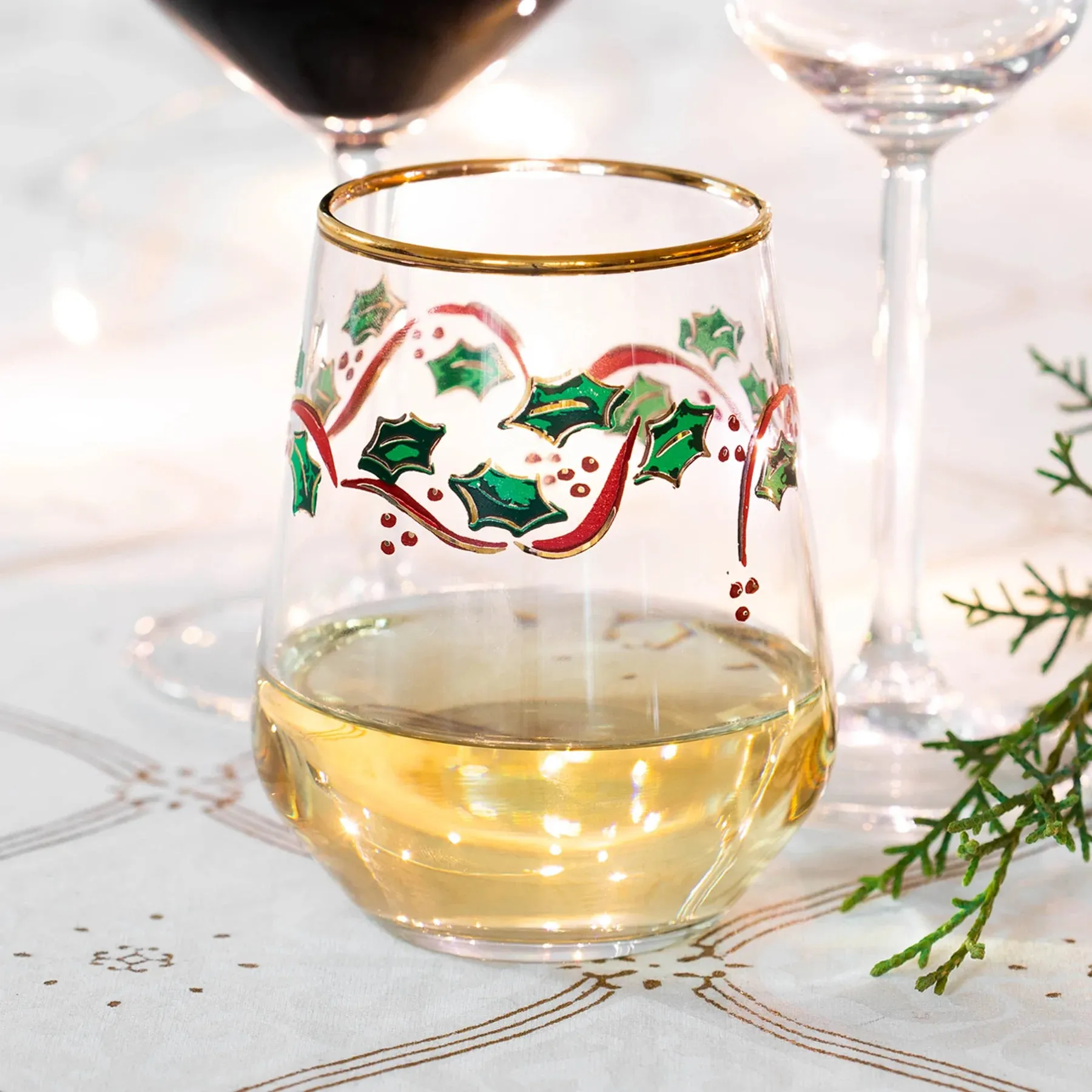 Holly Stemless Wine Glasses