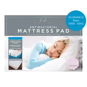 Home Details Antibacterial Easy-Fit Mattress Pad, Fits 15 Inches Deep, White