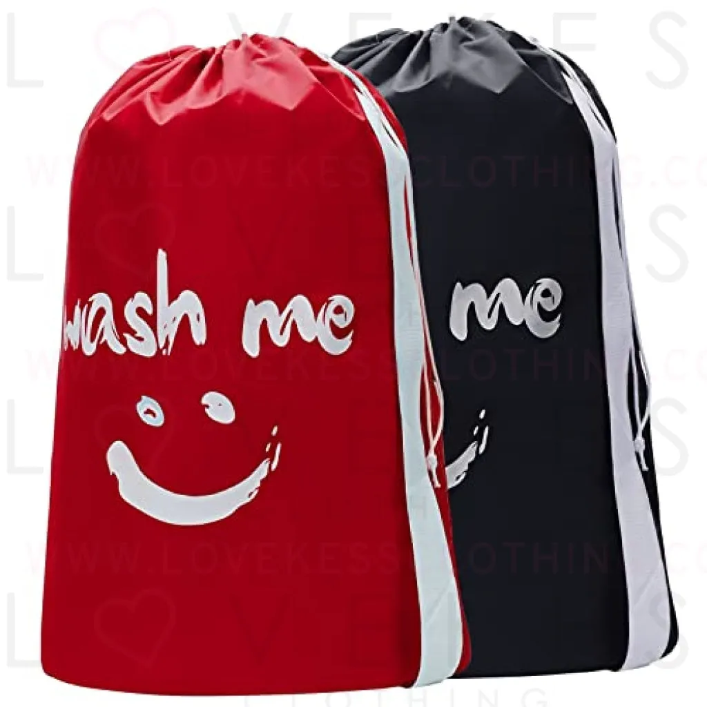 HOMEST 2 Pack XL Wash Me Travel Laundry Bag, Machine Washable Dirty Clothes Organizer, Large Enough to Hold 4 Loads of Laundry, Easy Fit a Laundry Hamper or Basket