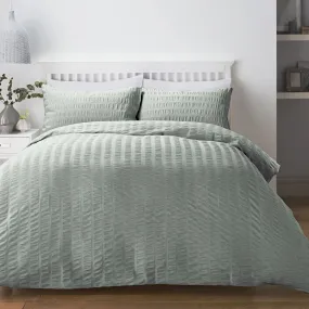 Honley Seersucker Duvet Cover Set by Serene in Duck Egg