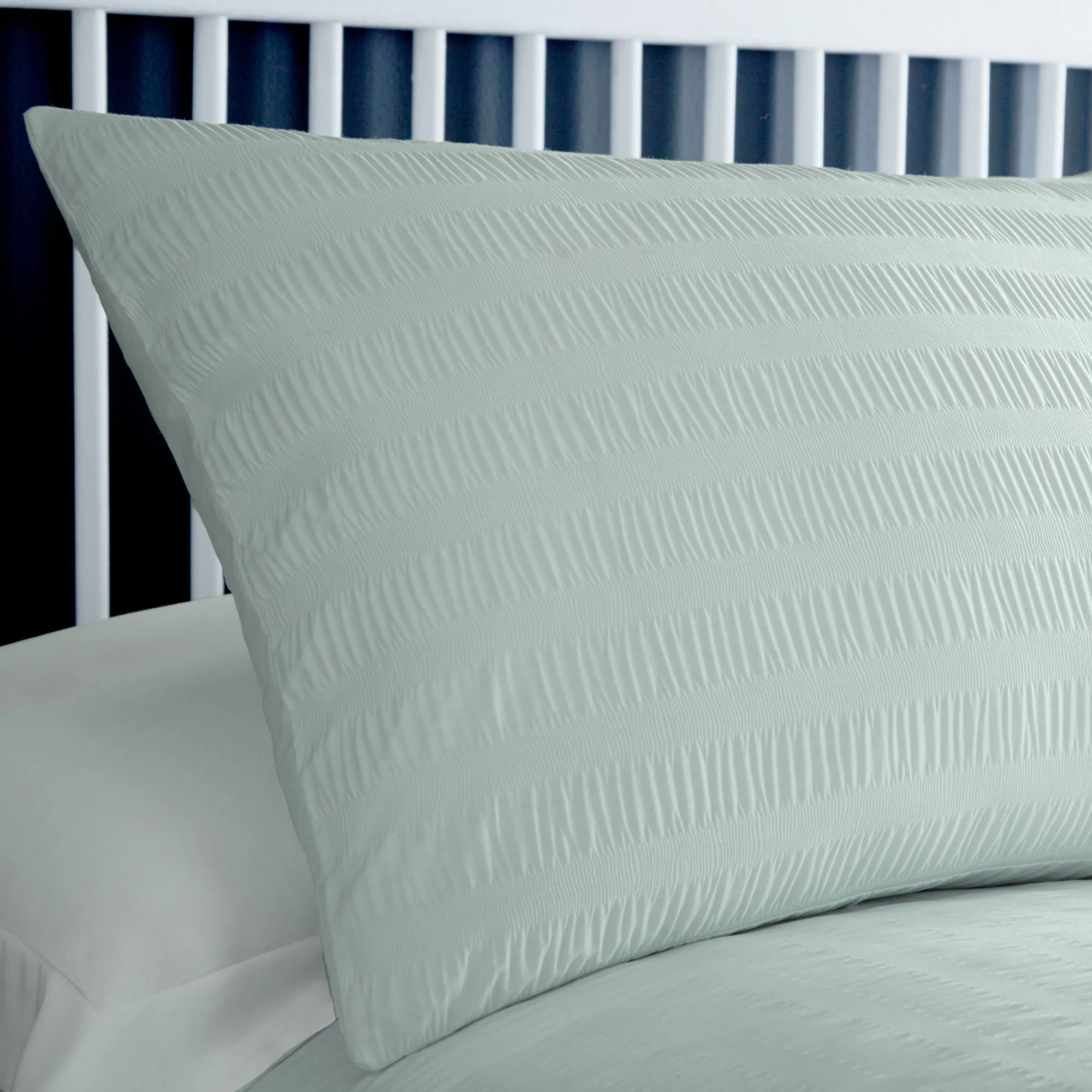 Honley Seersucker Duvet Cover Set by Serene in Duck Egg