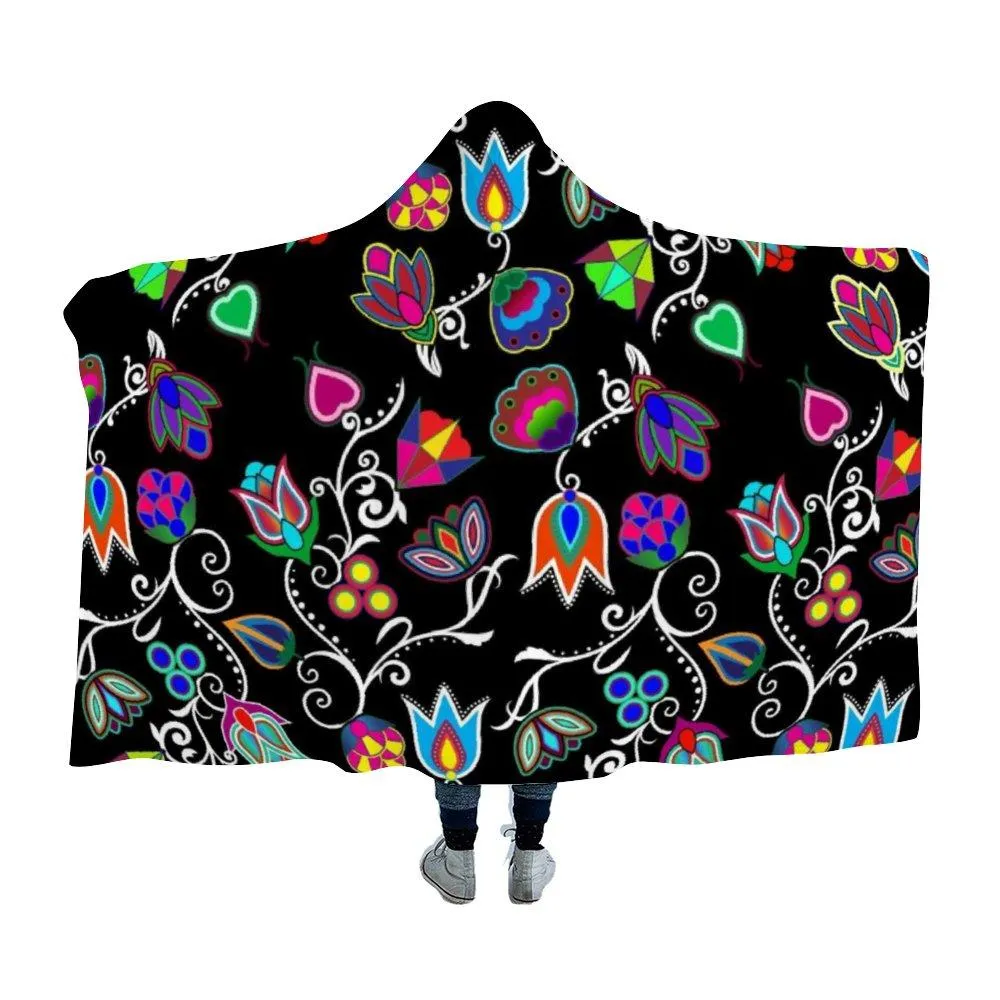 Indigenous Paisley Black Hooded Blanket