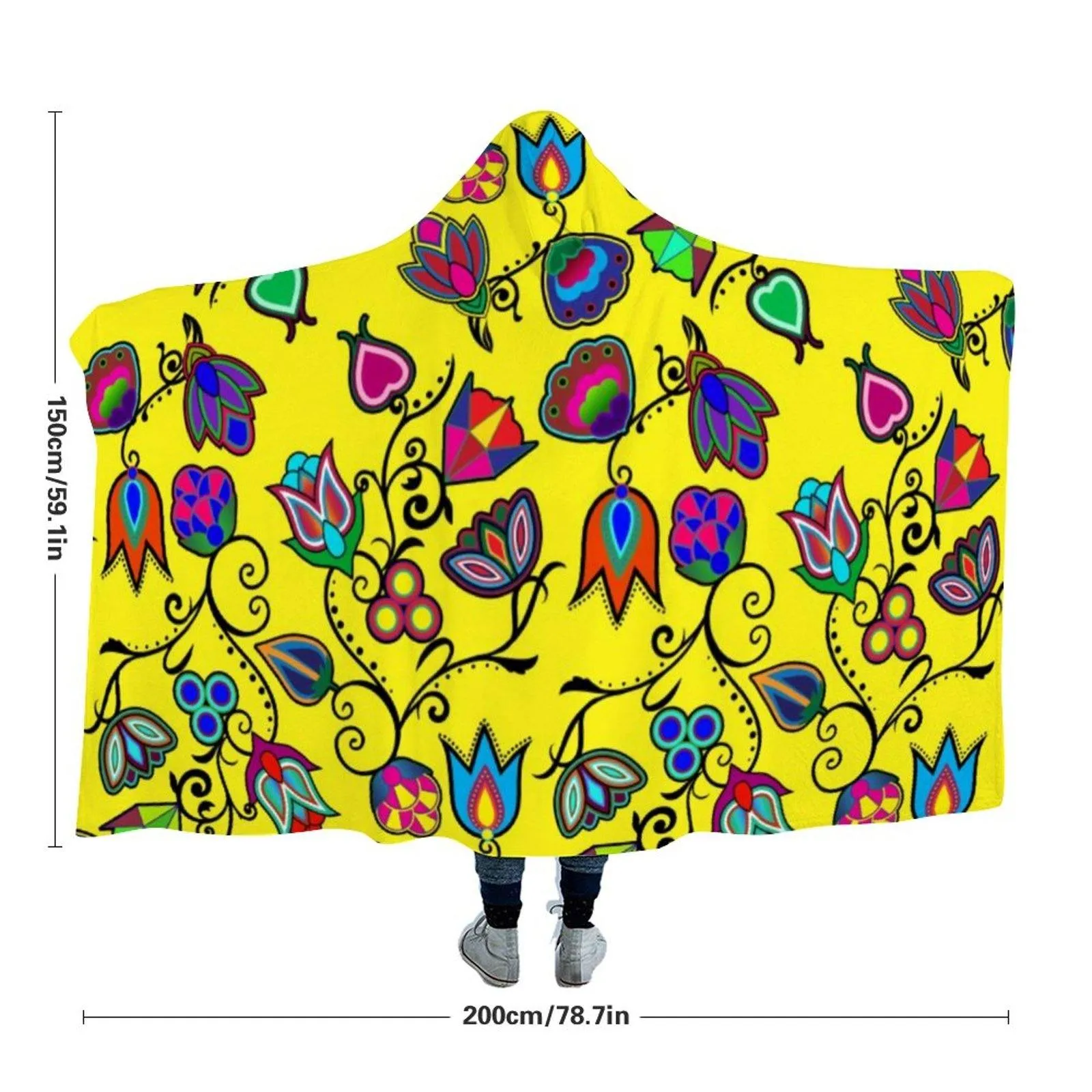 Indigenous Paisley Yellow Hooded Blanket