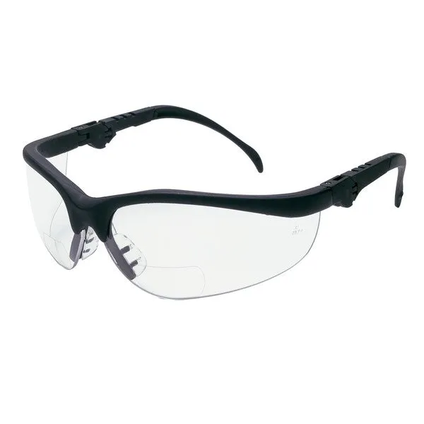 K3H25 MCR Safety Klondike KD3 Series Safety Glasses, Clear Lens, Black Frame