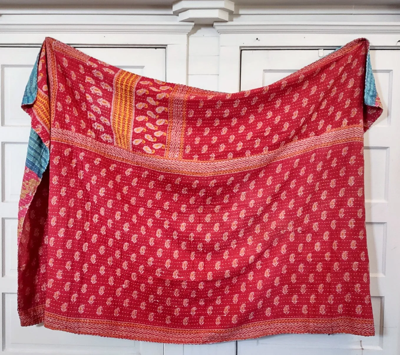 Kantha Sari Throw Blanket #1464